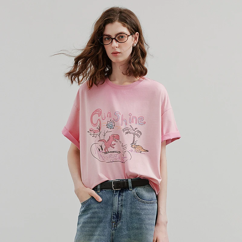 TOYOUTH Damska koszulka z krótkim rękawem 2025 Letnie nowe topy casualowe 8521042