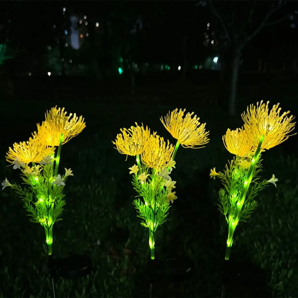 

Waterproof Design Solar LED Lights Realistic Flower Glowing Stems Solar Garden Lights 3 Heads Design High Quality Flower Lamp