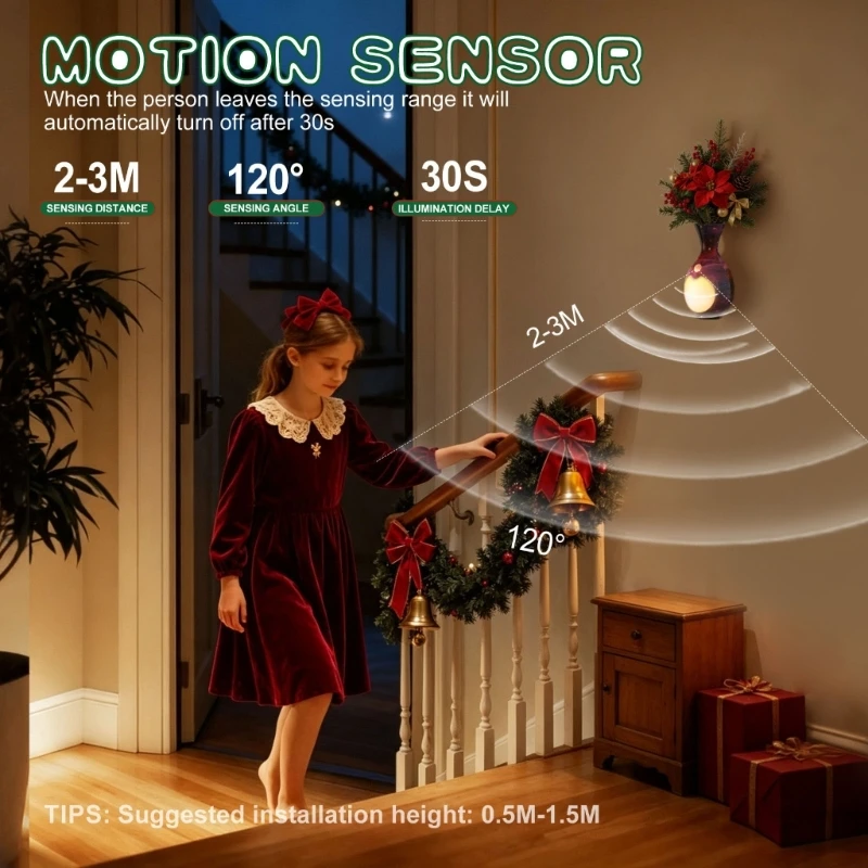 LED Motion Wall Lights, 2-Pack with Rechargeable Power, Touch Dimming, and 3 Light Tones for Indoor Hallways 87HA