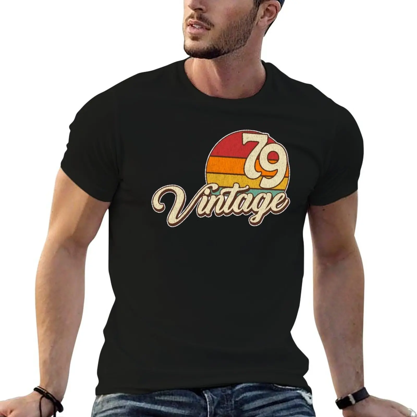 Vintage Birthday 1979 T-Shirt Trendy Casual Short Sleeve Shirt