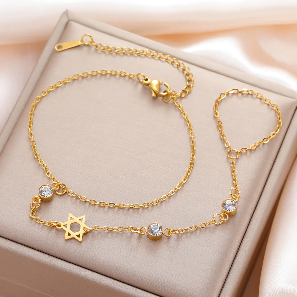 Dawapara Davidstern und Chai Armband Handkette Jüdisches Hexagramm Glücksbringer Judaica Schmuck Edelstahlschmuck – Detail 11