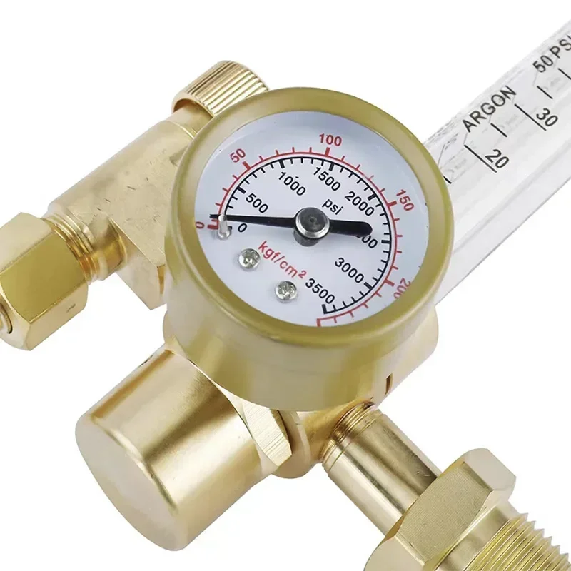 AR191 Argon Welding Pressure Reducer, All Copper Construction CGA580 External Thread Argon Regulator With Pressure Gauge