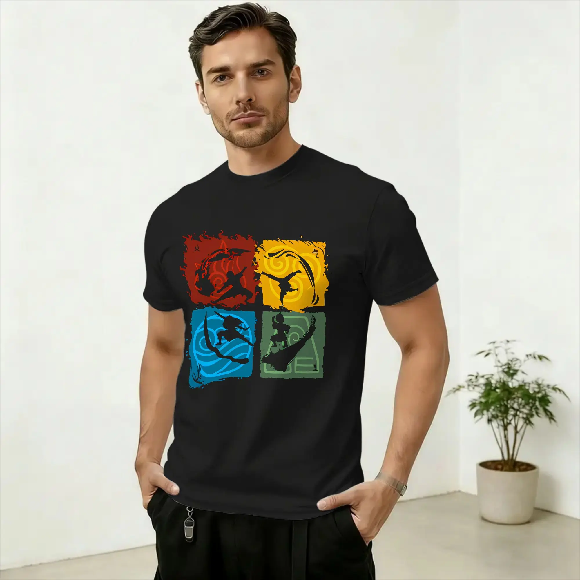 Avatars Airbender Bending T Shirt for Men 100% Cotton Unique T-Shirt Round Neck  Tees Short Sleeve Tops New Arrival