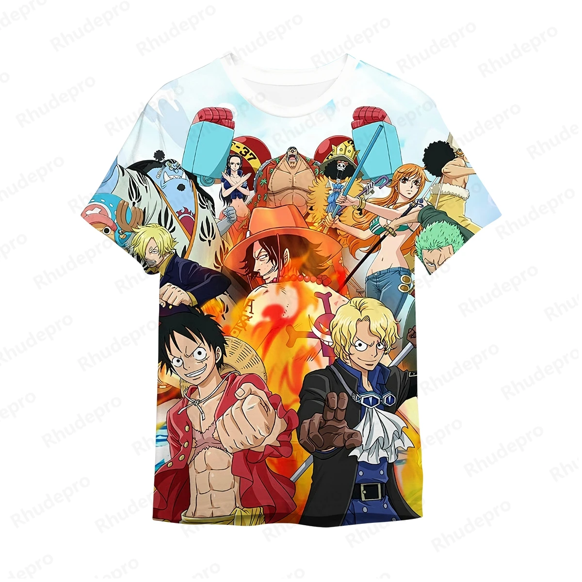 Camiseta de anime de peça única masculina e feminina, camiseta de rua infantil, top grande, cosplay, macaco D, verão, 2024 Luffy Luffy