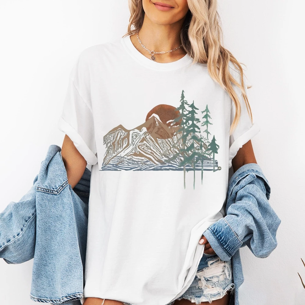 Sunset Hill Grafik-T-Shirt für Damen und Herren, wildes Abenteuer, cooler Sommer, mit Komfort, Farbe, übergroße Sommer-Top-Kleidung