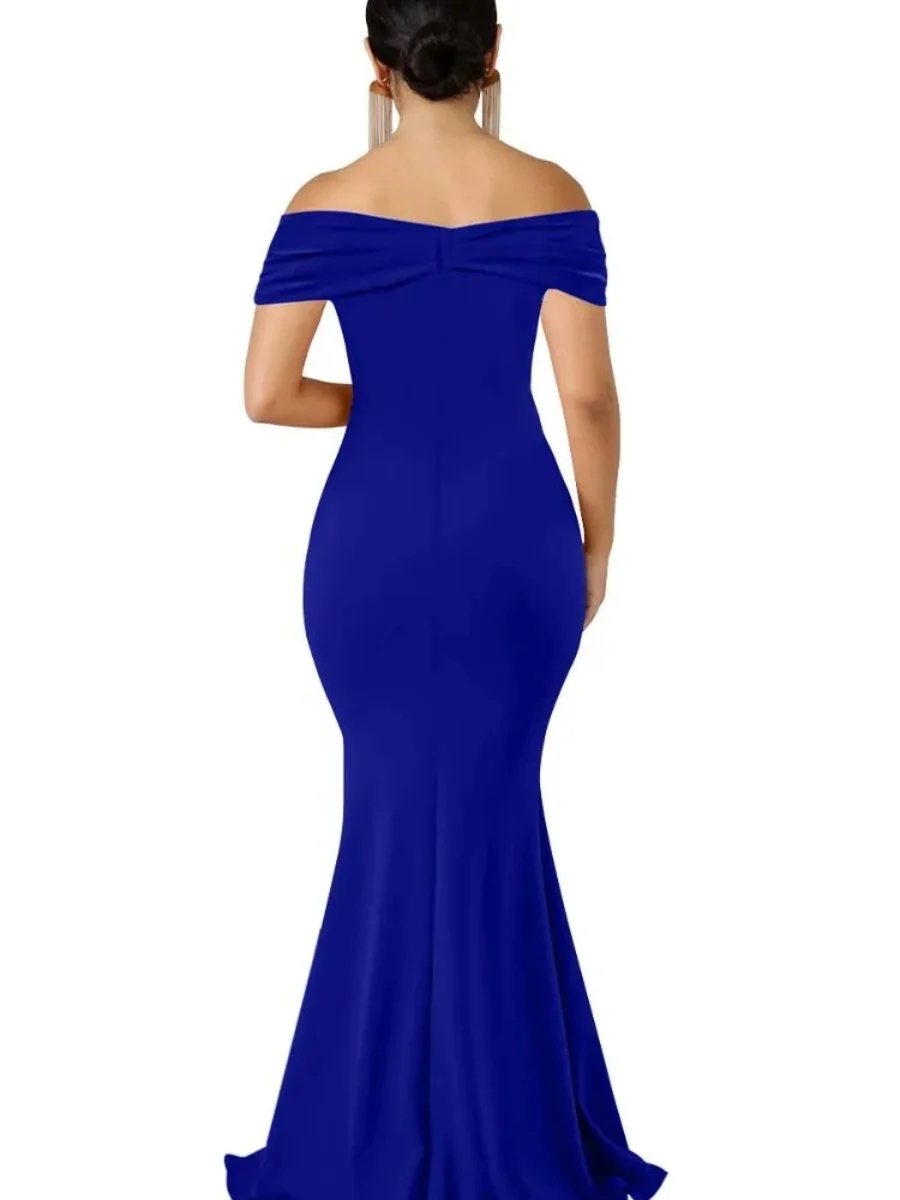 2024 Stylish simplicity New Sexy Off Shoulder Backless Long Dress High-Split Party Evening Dress