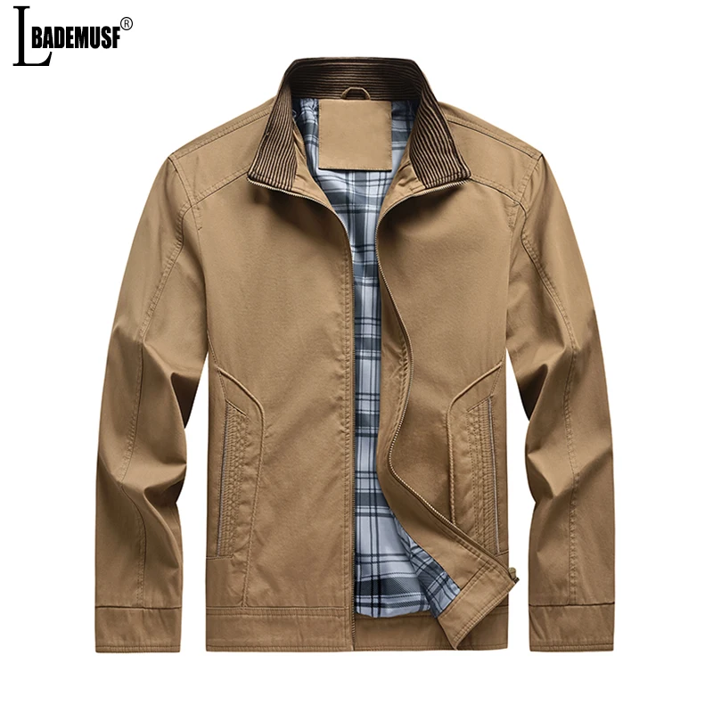 100% Pure Cotton Solid Man Jacket Leisure Business Affairs Coat New Ventilation Spring Autumn Outdoors Windproof Man Windbreaker