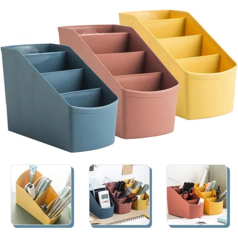 Trapezoidal Desktop Storage Box 4 Grid Divided Cosmetic Brush Storage Tube Makeup Organizer Desk Sundries Container Bedroom