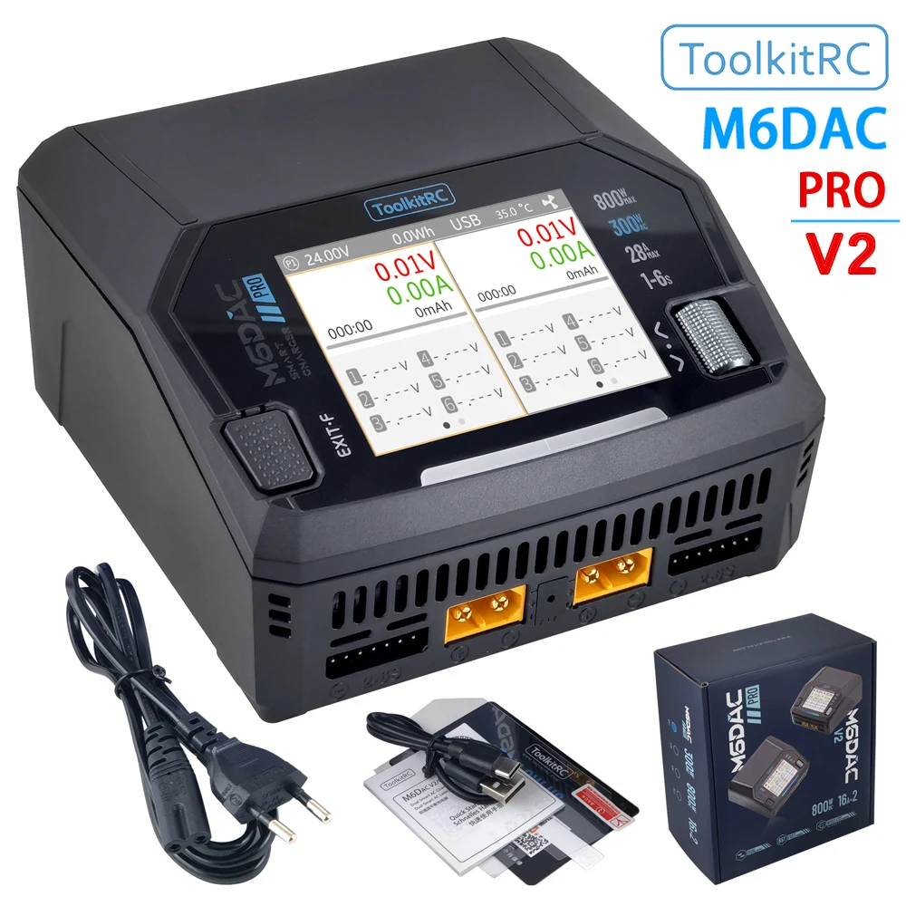 ToolkitRC M6DAC V2/PRO Charger Intelligent Balanced Voltage AC300W 200W DC800W Lithium Battery 1-6S FPV Toy Model Car Accessor