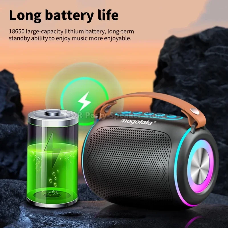 더블 위트 휴대용 블루투스 스피커 마이크 세트, 컬러풀 라이트 서브우퍼 가정용 어린이 파티 카라오케 기계