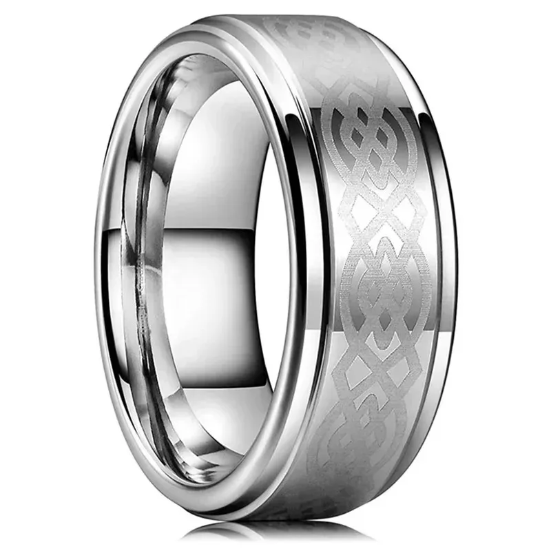 Fashion 8mm Men Stainless Steel Celtic Knot Rings Viking Infinity Intertwined Cross Rings for Men Wedding Band Jewelry Gifts