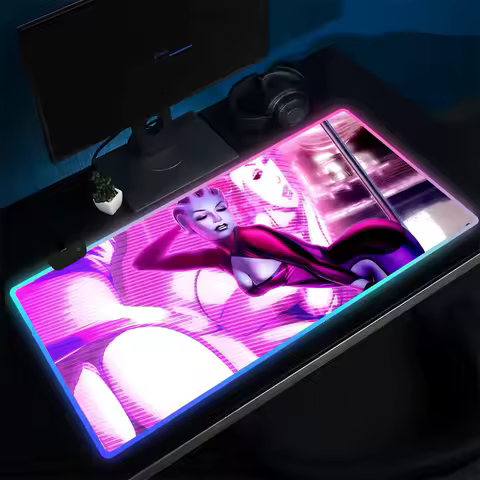 Game M-Mass Effect 3 Mouse Pad Anime Gaming Mouse Pad LED Table Pads Backlit Rubber Desktop XXL Mousepad RGB Desk Mats