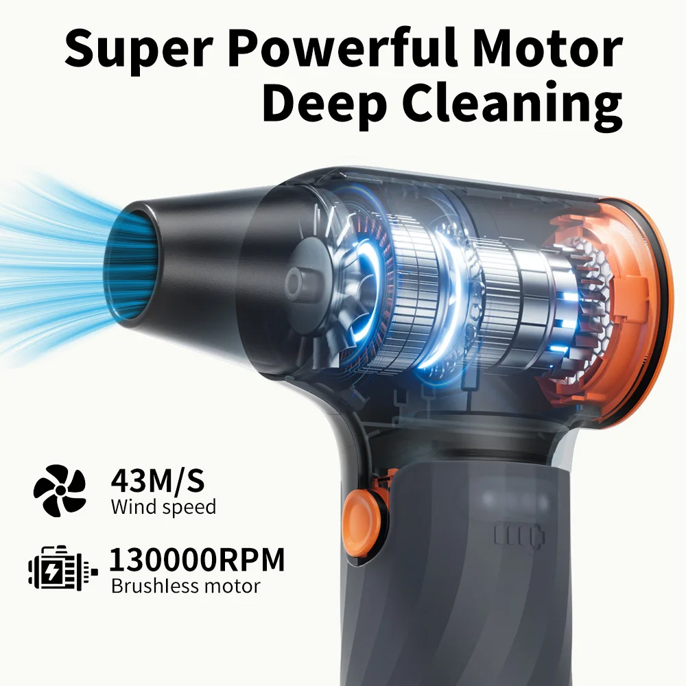 YIJU يده 130000 دورة في الدقيقة مروحة نفاثة Turbofan عالية الطاقة مروحة نفاثة فرش السيارات متغير السرعة منفاخ الغبار تنظيف أداة منفضة الهواء #3