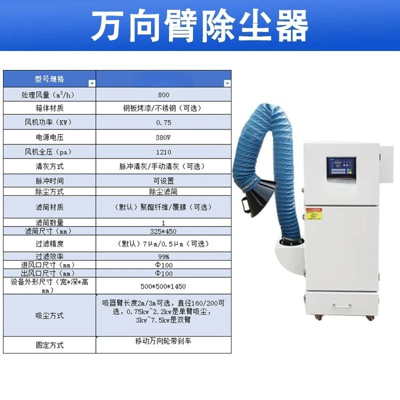 Mobile dust collector cartridge, dust particle pulse industrial purification dust collector