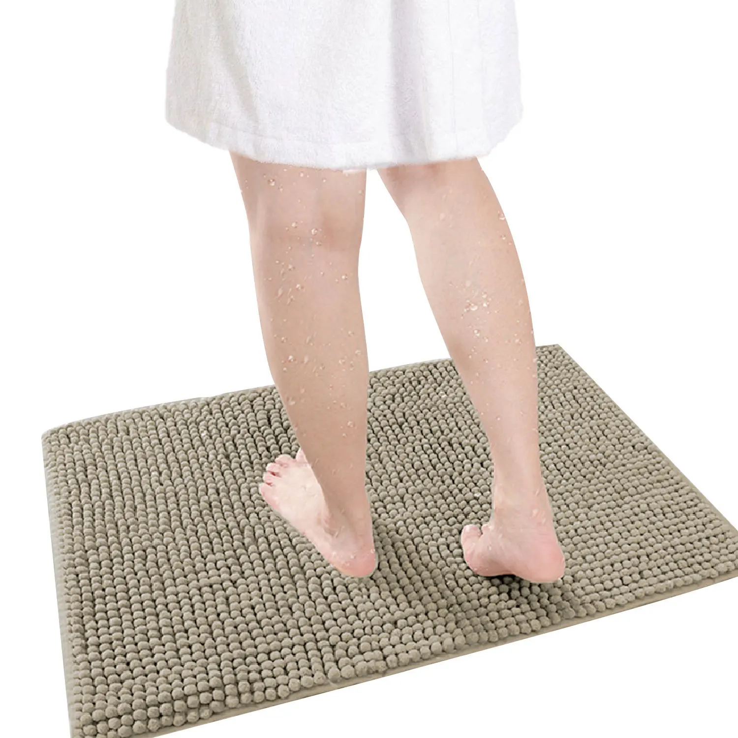 Solid Color Bathroom Mat Bath Carpets Chenille Water Absorption Bathtub Washbasin Floor Mats Non-slip Toilet Rug Plush Foot Rug