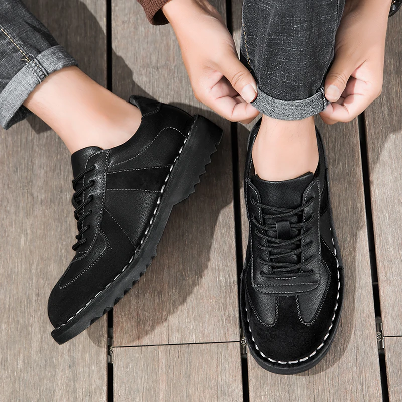 

Модная брендовая мужская кожаная повседневная обувь, мужские оксфорды на износостойкой подошве со шнуровкой, универсальная рабочая обувь, большой размер: 38-47