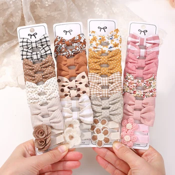 BABY BOWS 20Pcs/set Handmade Fabric Printed Barrette Boutique Mini Boutique Bangs Bow…