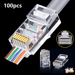 100pcs RJ45 Connector Ethernet Cables Module RJ-45 Plug Network Connector for UTP Cat 5 5e Network Cable Crystal Heads 8P8C 8pin