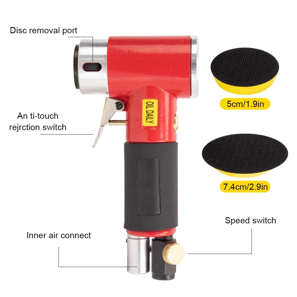 Mini Orbit Air Sander Pneumatic Grinding Machine for Car Polishing High Speed Air Powered Polisher Grinding Set with 2\