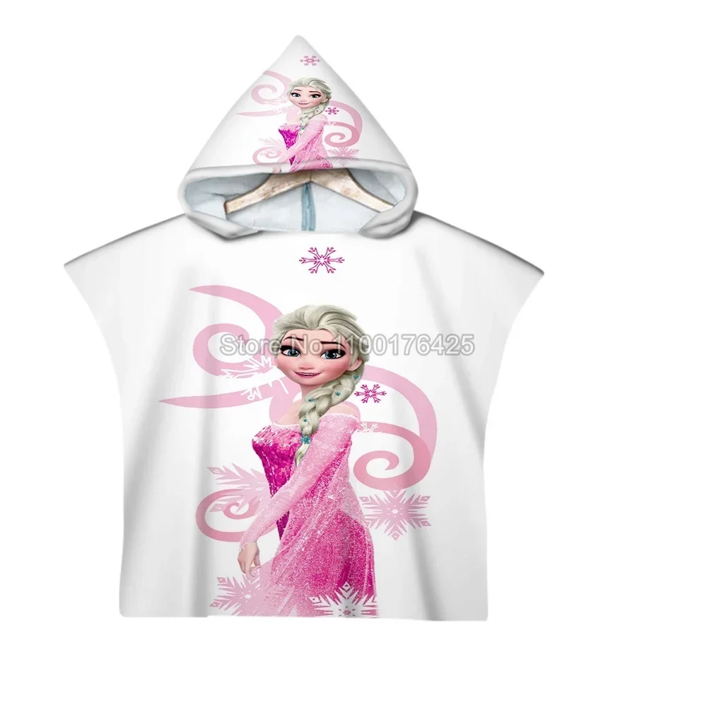 Cute Frozen Elsa Anna Baby Hooded Beach Bath Towel Princess Beach Pool Swimming Shower Absortbent Poncho Towel Bathrobe