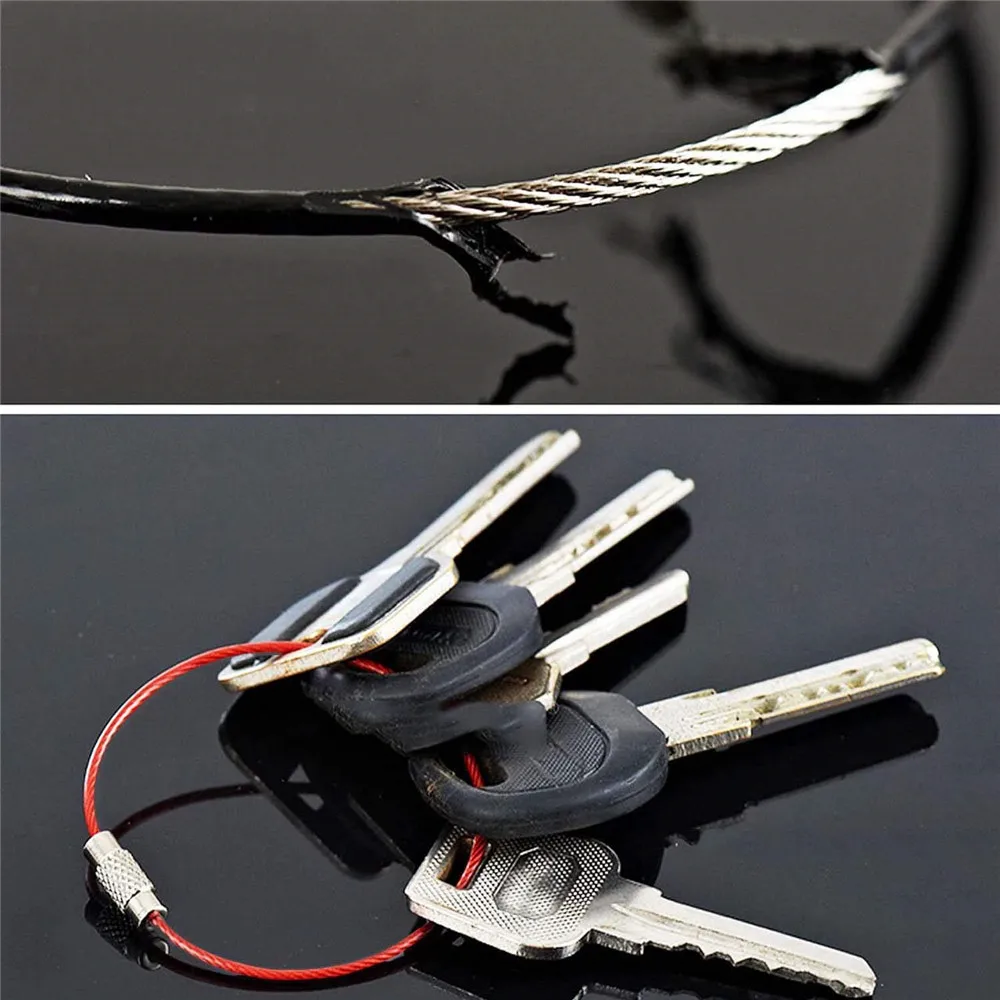 10er-Pack mehrfarbiges Edelstahl-Draht-Schlüsselanhänger-Kabel, 15,2 cm, 1,5 mm Edelstahl-Schlüsselanhänger, Schlaufe, verschiedene farbige Schlüsselanhänger-ID-Tags – Detail 5