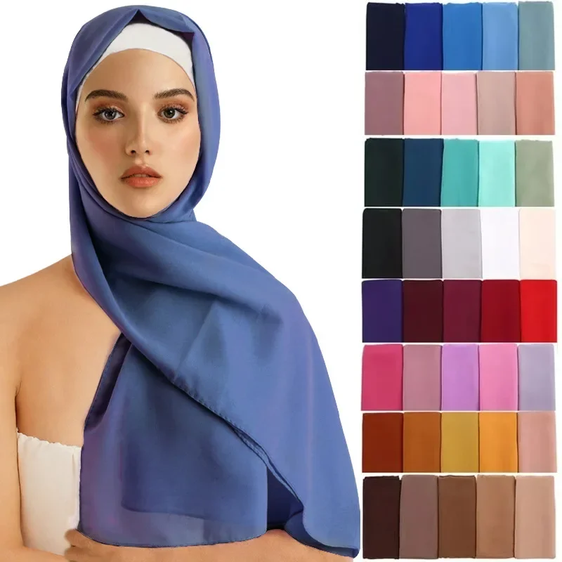 مسلم الشيفون الحجاب وشاح المرأة طويلة بلون رئيس التفاف للنساء الحجاب والأوشحة السيدات مسلم الحجاب جيرسي الحجاب 170*70 سنتيمتر