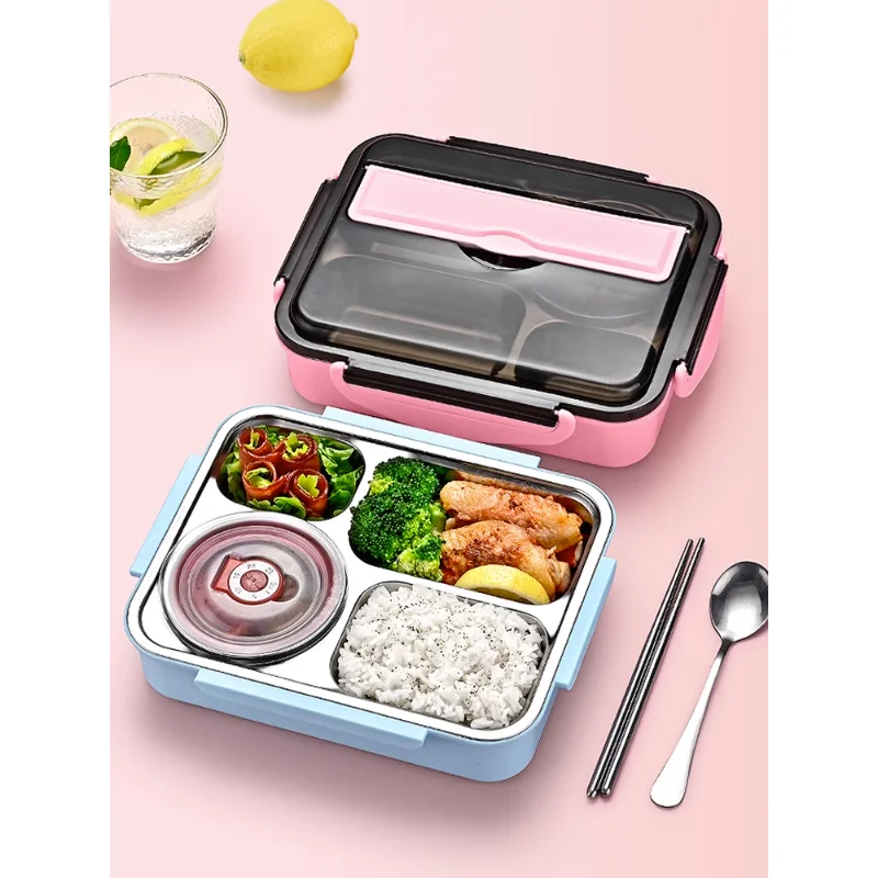 304 Stainless Steel Insulated Lunch Box Lunch Box Primary School Children Canteen Compartmentalization Office Worker Lunch Box