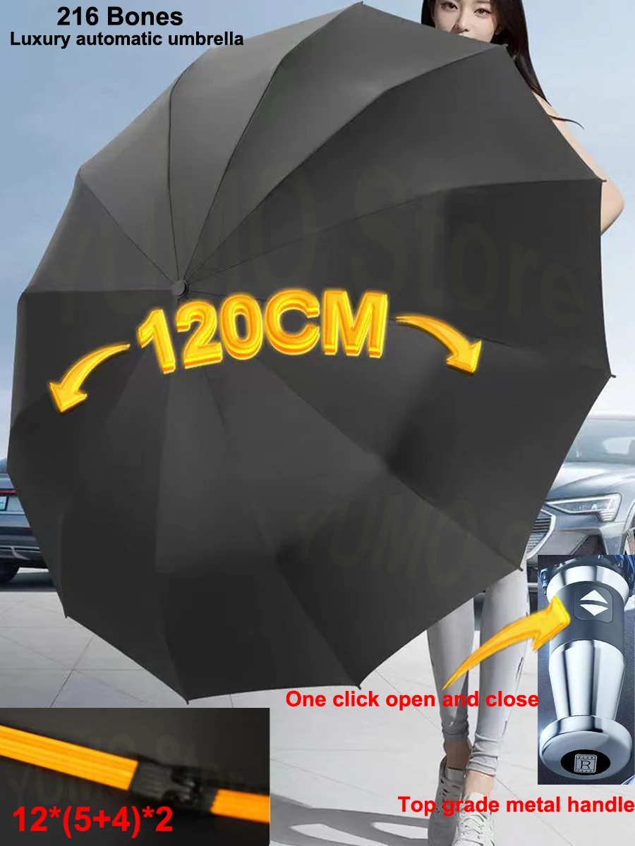 

Full Automatic Umbrella 216 Bones Super Windproof Large size Men's Business Umbrella UV Protection Women's Sunshade Umbrella