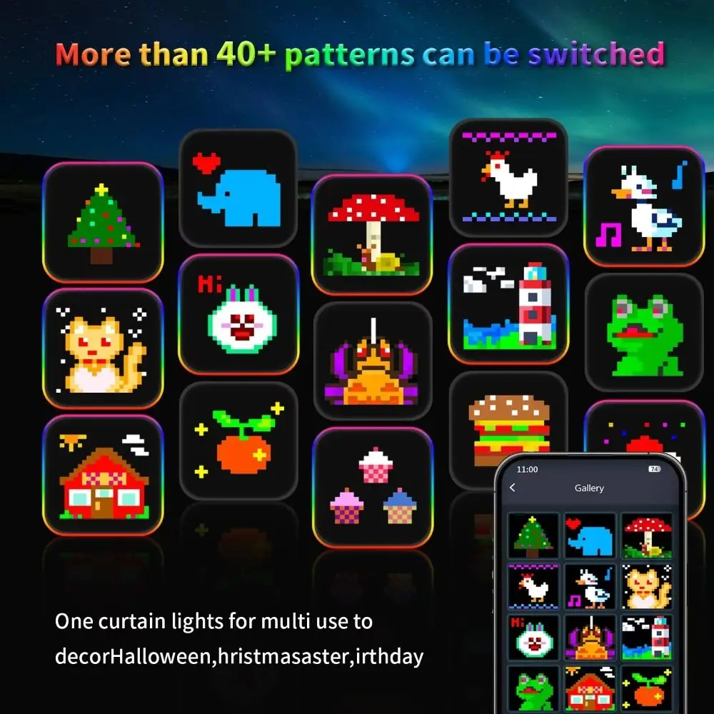 APP Controlled Fairy String Lights Music Sync DIY Pattern RGB Pixel Lights 256Leds RGB Color Changing Smart Lights