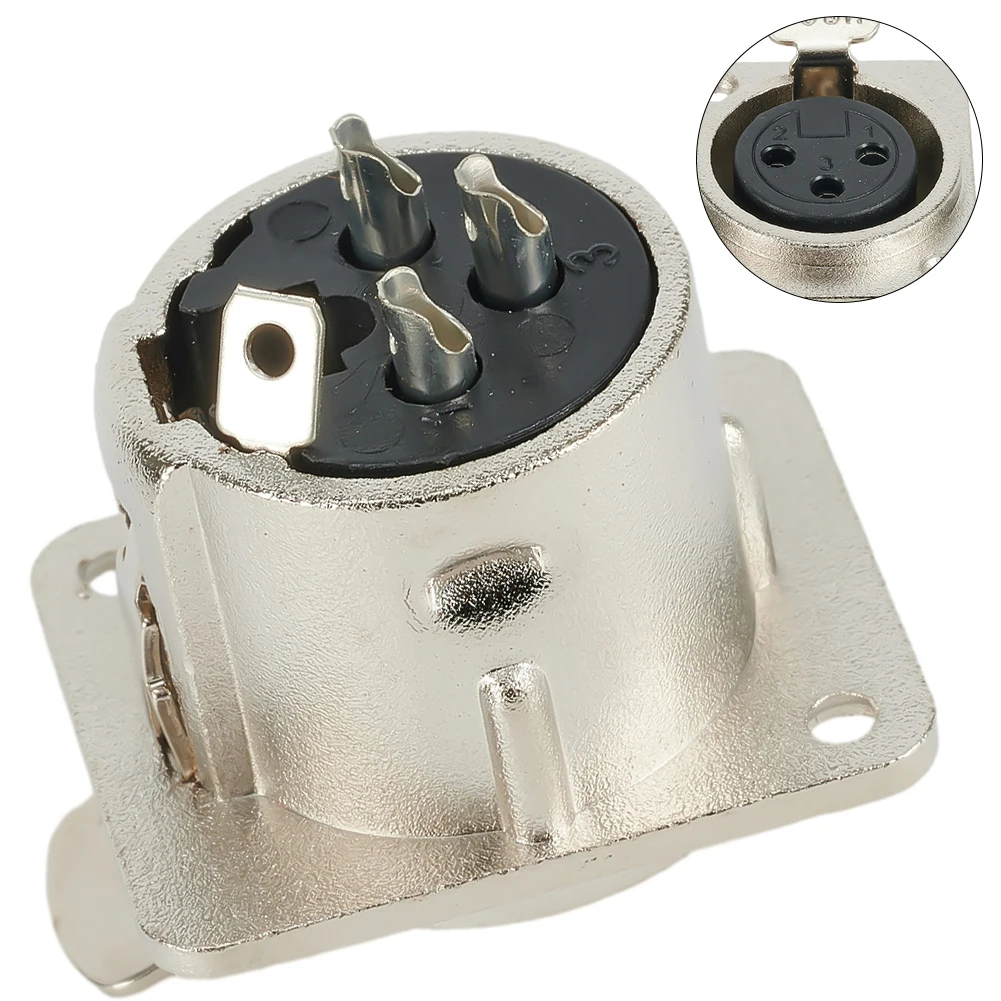 1 قطعة 3Pin XLR المقبس ذكر أنثى لوحة سبائك الزنك جبل الفضة الهيكل المقبس Mic الرافعات موصل استبدال اللوازم العملية