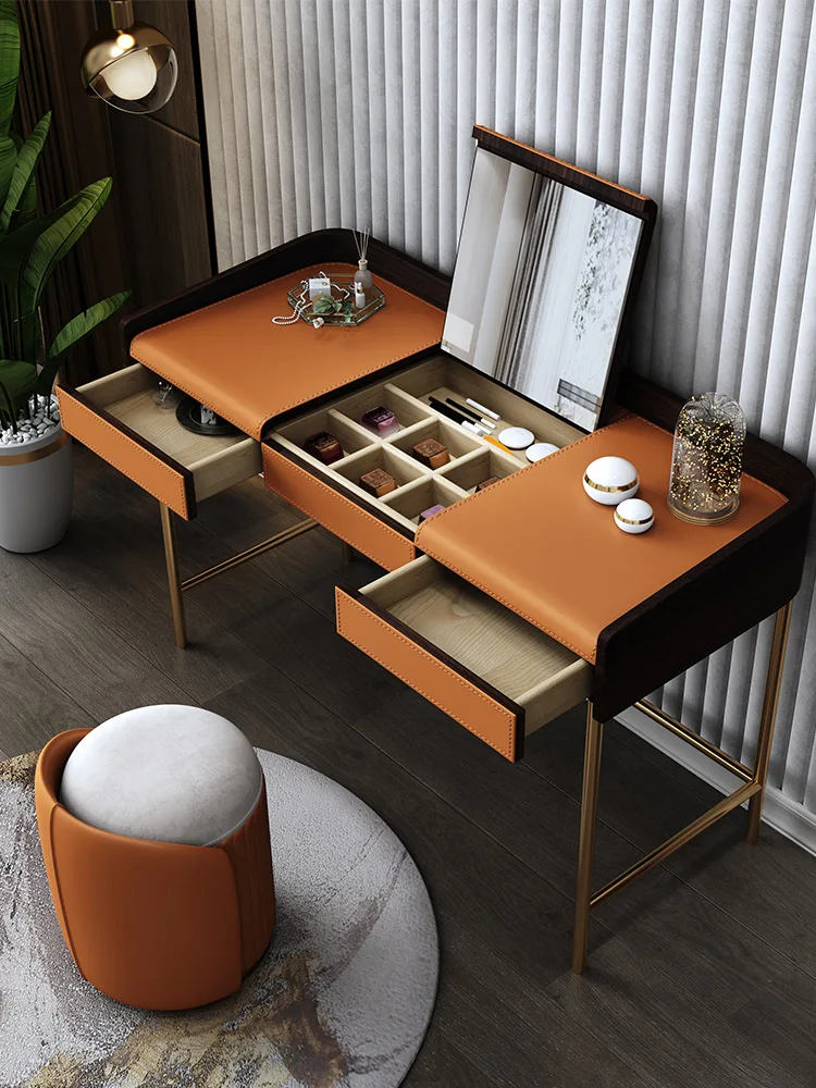 

Light luxury clamshell dresser Bedroom modern simple solid wood makeup table high-end makeup table