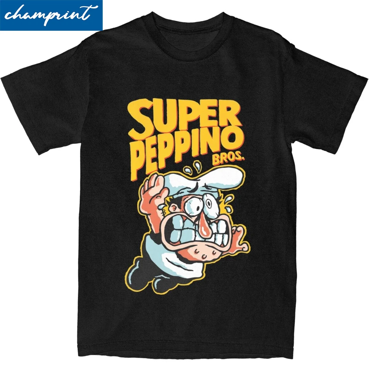 Funny Pizza Tower Super Peppino T-Shirt For Men Women 100%Cotton Short Sleeve Round Neck TopsTops