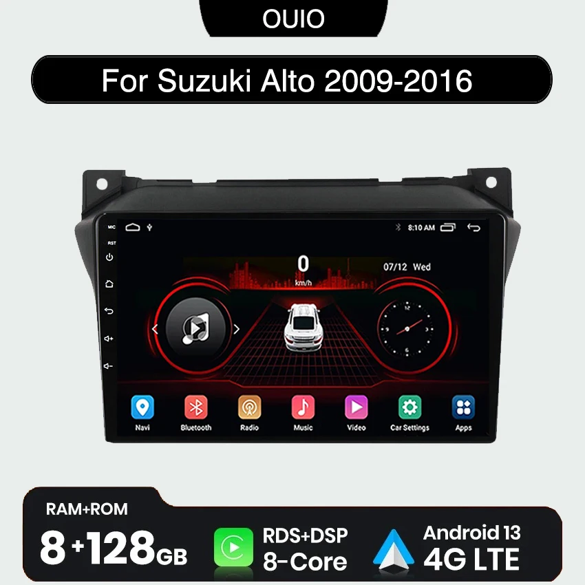 

8GB+128GB Android 13 radio For Suzuki Alto 2009 2010 2011 2012-2016 Car stereo Multimedia Player Carplay Auto GPS Navigation
