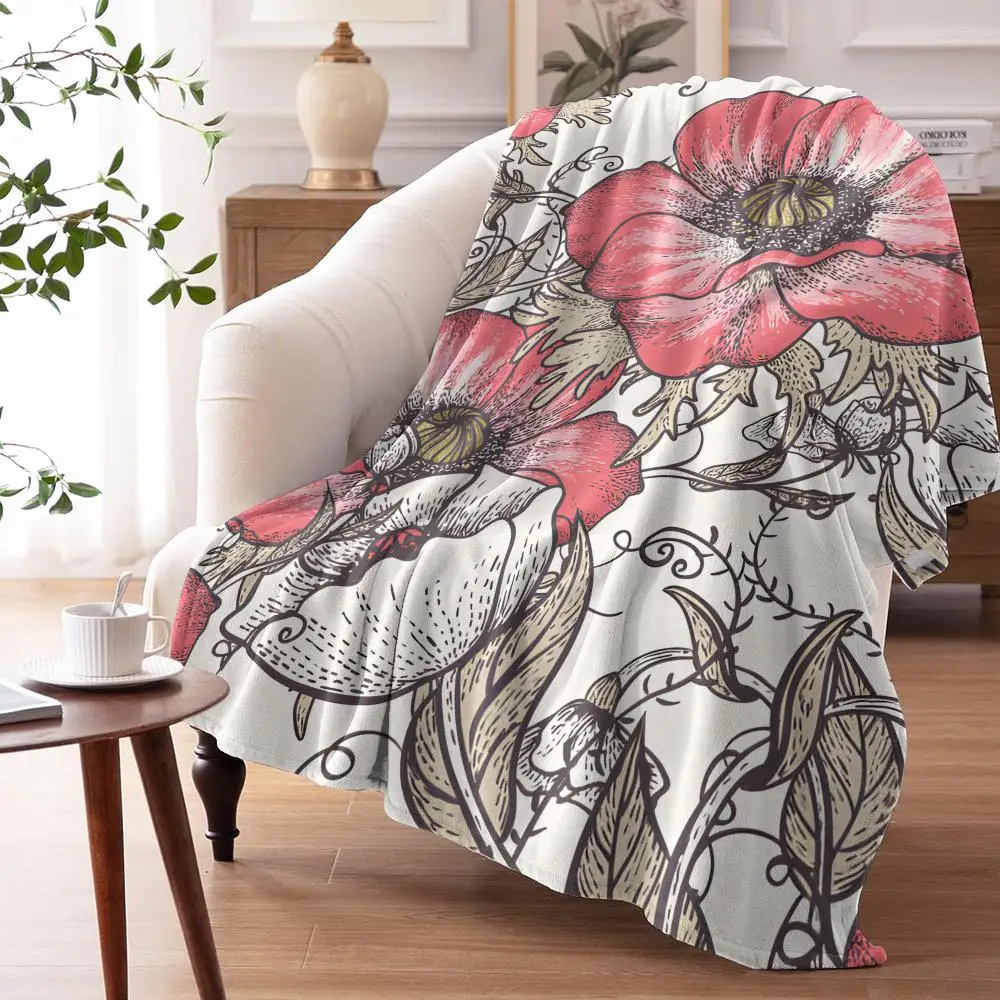 Bouquet of Tulips Throw Soft Flannel AC Blanket Lightweight Summer Nap Throw Cozy  Blanket for Sofa Bed Travel Home