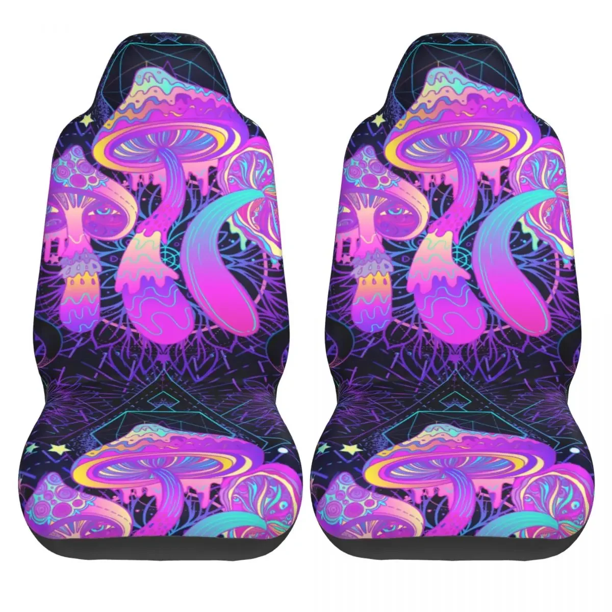 Psychedelic Magic Mushrooms Pattern Universal Car Seat Cover Protector Interior Accessory Seat Covers Polyester Car Accessories