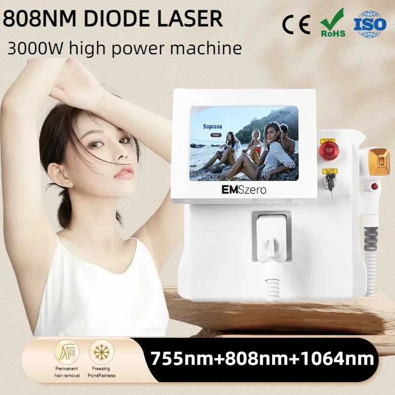 

808nm Diode Laser Hair Removal Machine Skin Rejuvenation Epilator Equipment 3 Wavelengths 755/808/1064nm Ice Platinum Device