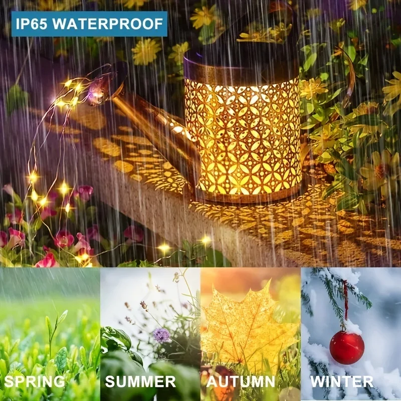 1pc Solar Watering Can with Lights,Solar Lanterns Outdoor Hanging Waterproof Garden Decor,Solar Garden Lights Yard Decorations