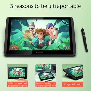BOSTO-LCD شاشة لوحي رسم الجرافيكس، 12HD-A، H-IPS، 11.6 أفضل 8 أجهزة لوحية لرسومات المبيعات مع شاشة عرض - No3