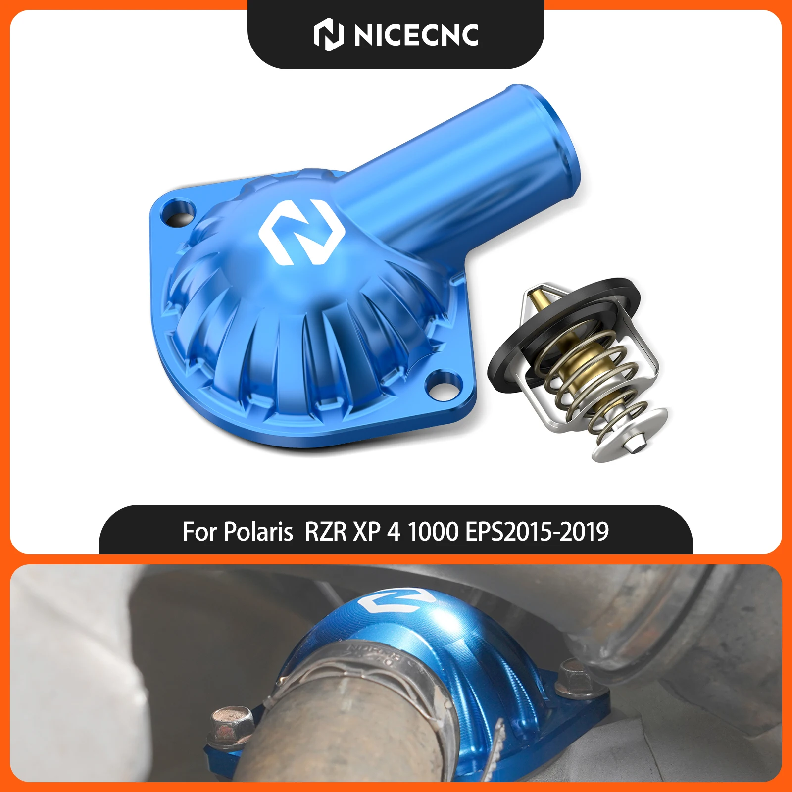 NICECNC 65° Thermostat Upgrade Kit For Polaris RZR XP 4 1000 Turbo EPS 2015-2019 Aluminum ATV Accessories Replace 5632421
