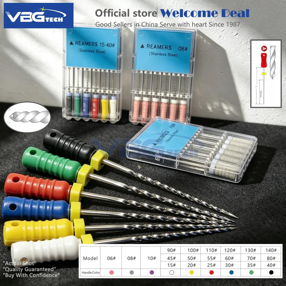 6pcs/Pack Dental Reamers K Files Endodontic Stainless Steel Instruments 35# 40#Root Canal H Files Treatment diente de endodoncia