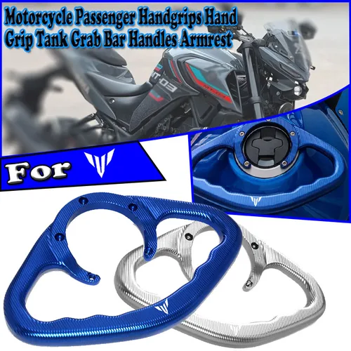 Empuñaduras de pasajero CNC para motocicleta, manijas de barra de agarre para tanque, reposabrazos para YZF R1 R3 R6 R7 R9 R15 R125 MT 03 07 09 10