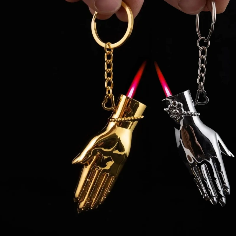 

New Metal Mini Inflatable Keychain Lighter Windproof Spray Flame Pendant, Lightweight and Portable Lighter Smoking Accessories