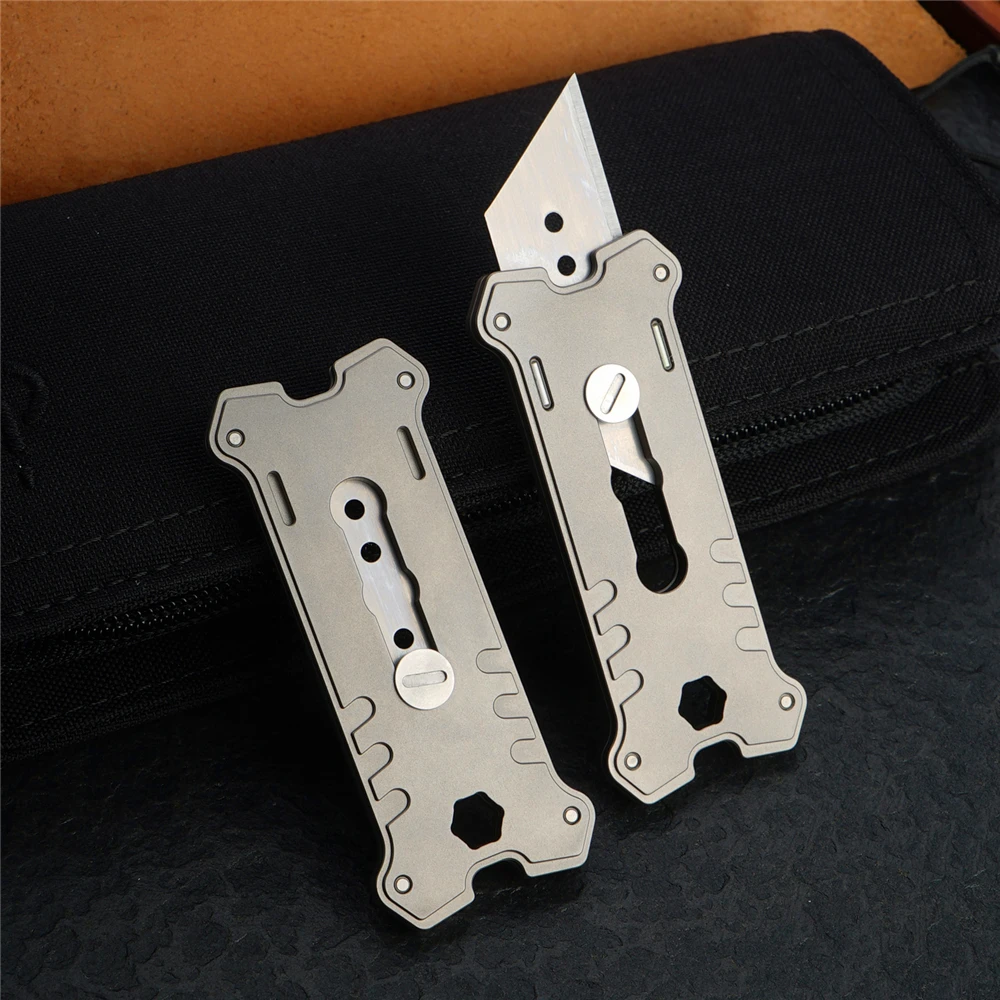 MecArmy EK16 Titanium Utility Knife Multifunctional Pocket Utility Knife Mini Art Knife Cutter knife /Hexagon screwdriver