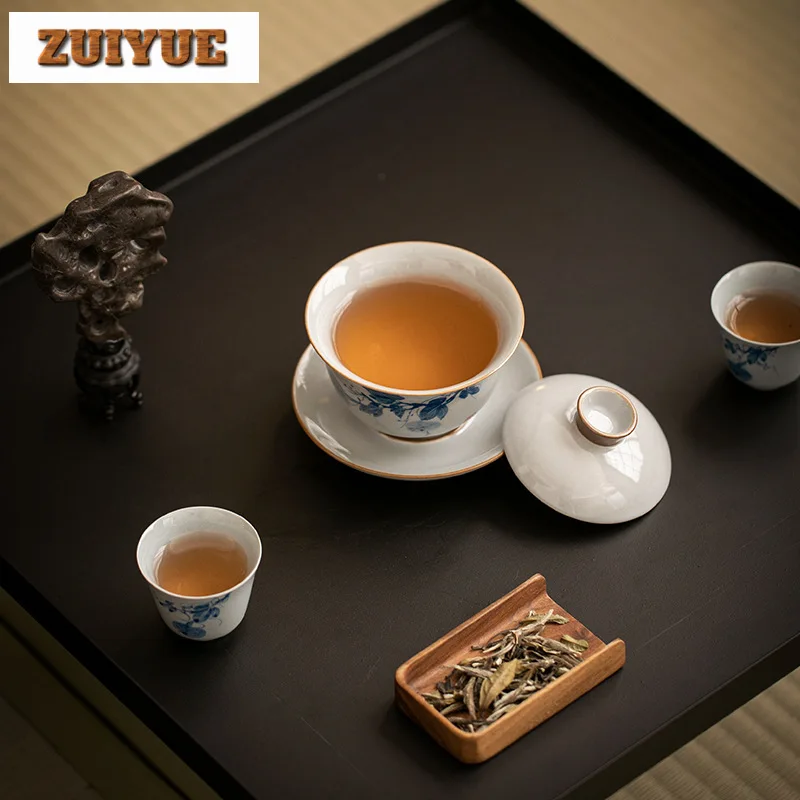 160ml Hand-painted Gourd Gaiwan Handmade Hand Grab Three Talents  Tea Tureen Household Tea Maker Cover Bowl Tea Ceremony Gift