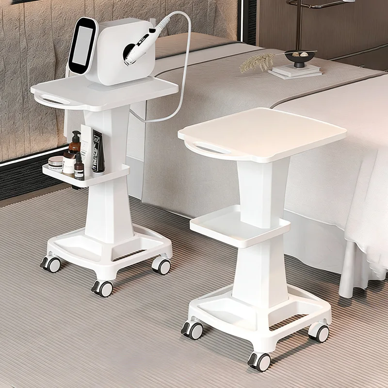 2 Tier Salon Trolley Mobile Beauty Instrument Cart with Storage Skin Care Tools and Small Bubble Machine Base Salon Furniture