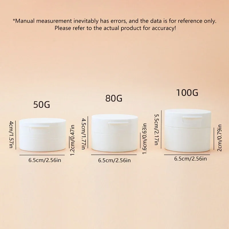 50/80/100g Refillable Bottle With Hand Pulled Mat And Spoon Face Cream Jar Cosmetic Box White Empty Plastic Flip-Top Container