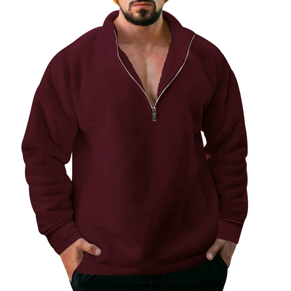 Comfy Fashion Mens Hoodie Mens Sweatshirt Pullover Regular Stand Neck Thermal Warm Zip Up Autumn Winter Casual