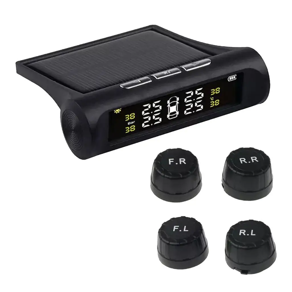 Magideal RV Car TPMS Sistema de monitoramento de alarme de pressão dos pneus movido a energia solar externo