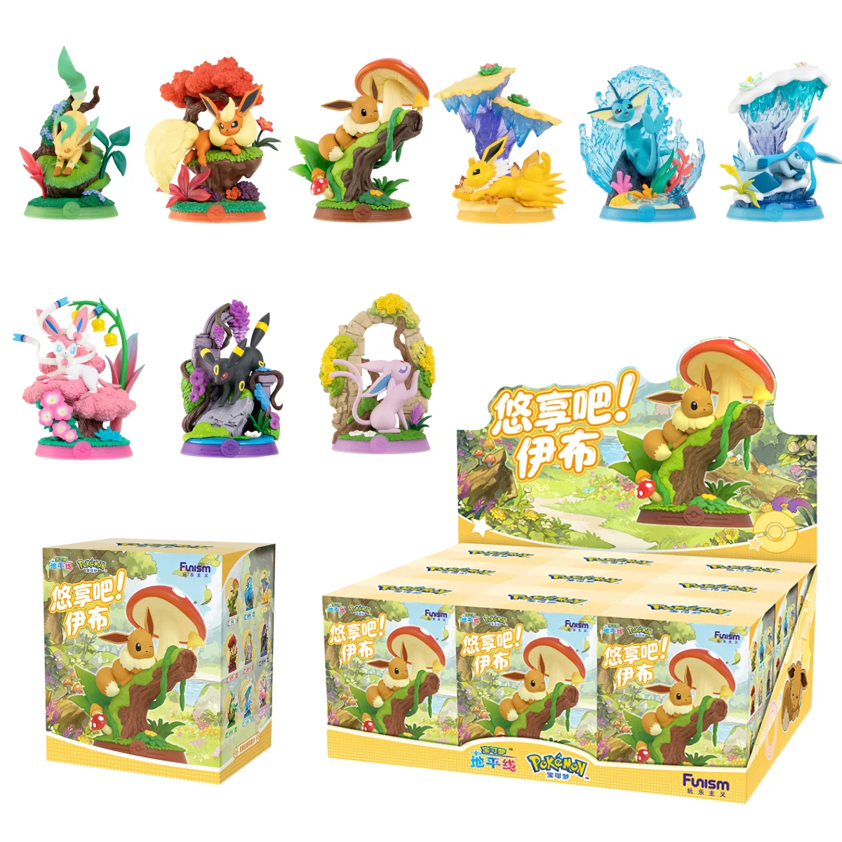 

New Pokemon Anime Action Figure Enjoy Club Eevee Family Series Blind Box Sylveon Espeon Leafeon Genuine Model Figurine Toys Gift