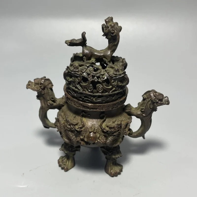 Antique nine-headed dragon , copper , aromatherapy , disc incense burner, home decoration, tea